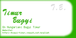 timur bugyi business card